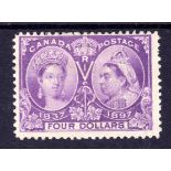 CANADA: 1897 JUBILEE $4 OG, ONE SHORT PE