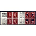GB: 1937-47 1 1/2d BOOKLET PANES OF FOUR