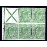 GB: 1911 HARRISON 1/2d BOOKLET PANE OF F