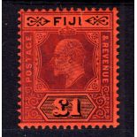 FIJI: 1906-12 £1 UNUSED, RE-GUMMED, SMAL