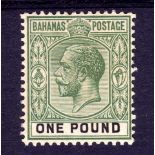 BAHAMAS: 1921-37 £1 OG, SG 125