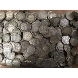 TUB OF SILVER THREEPENCES, ALL KG5 OR KG