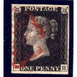 GB: 1840 1d BLACK PLATE 5 NH, FINE USED,