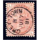 GB: 1873-80 1/- PLATE 13 WMK SPRAY FINE