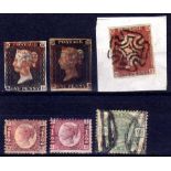 GB: 1840-84 QV SELECTION WITH USED 1d BL