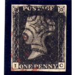 GB: 1840 1d BLACK PLATE 9 IC, FINE USED,