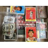 BOX WITH FOOTBALL AND BASEBALL CARDS, NA