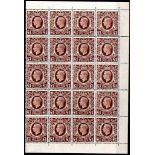 GB: 1939-48 £1 BROWN, MNH BLOCK OF TWENT