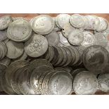 GB COINS: TUB OF PRE '47 SILVER COINS, F