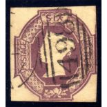 GB: 1854-7 EMBOSSED 6d FINE USED, CUT SQ