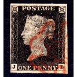 GB: 1840 1d BLACK PLATE 3 JB, FINE USED