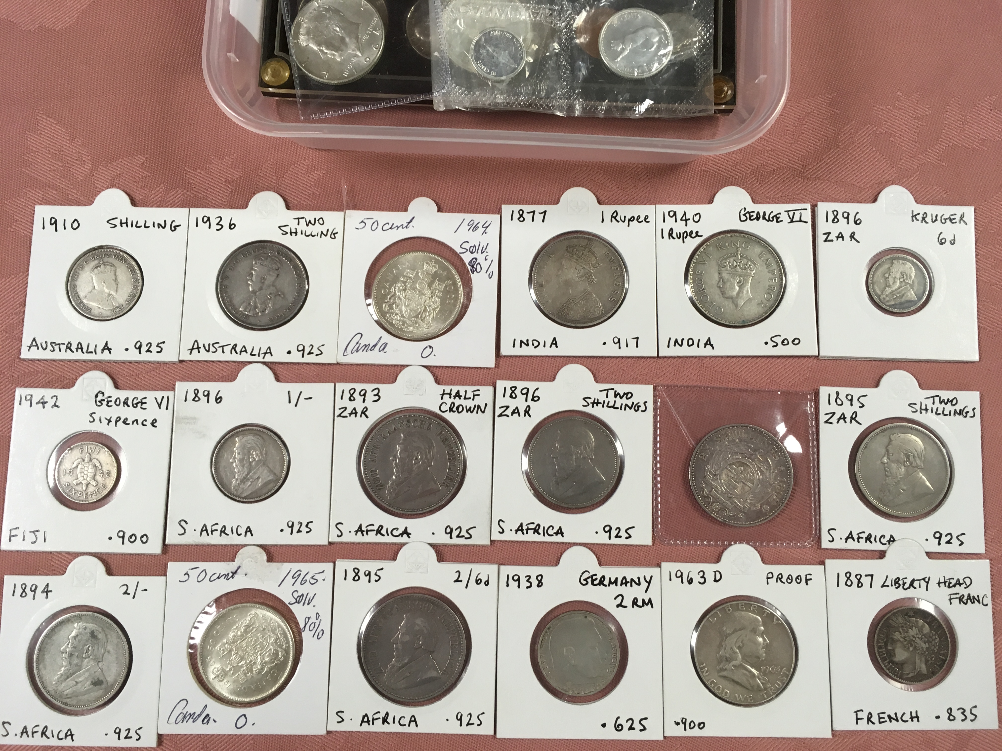 TUB OF COMMONWEALTH SILVER COINS, SOUTH