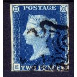 GB: 1840 2d BLUE PLATE EF, FINE USED, FO