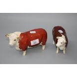 A Beswick Hereford bull and a Hereford cow, Champion of Champions