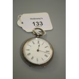 A lady's pocket watch, the white enamel dial with Roman numerals, foliate and scroll engraved