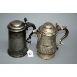 A Victorian regatta presentation lidded pewter tankard, together with a Victorian EP lidded