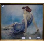 Joseph Greenup (1891-1946) A beauty, seated upon sand at low tide watercolour, signed lower right 41