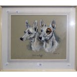 Marjorie Cox (English 1915 - 2003) "Jill and Jock" a pair of terriers pastel, signed lower right and