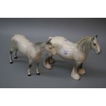 A Beswick grey gloss Arab Stallion, together with a grey shire horse