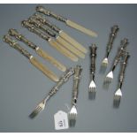 A matched set of six pairs of Victorian fruit eaters, foliate terminals, one fork marked Sheffield