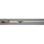 A Victorian ivory conductor's baton with white metal mounts and inscription: 'Presented to E. Head
