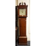 An early 19th century oak longcase clock, the painted 12in calendar dial supporting a thirty-hour