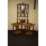 A 19th century bamboo hallstand, 181cm together with a pair of bamboo and woven cane two tier