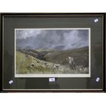 After Lionel Edwards Huntsman and stag hounds in an extensive landscape a print, signed in pencil 32