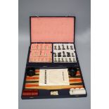A 1970's Phillip Martyn backgammon set, together with a 20th century Chinese mutton fat and