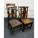 A near pair of 18th century oak Country dining chairs, each with vase splat and solid seat, together