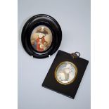 A 19th century portrait miniature of Admiral Lord Nelson, 8 x 6cm oval, in ebonised frame,