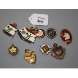 A collection of ten various enamelled badges including short range rifle league