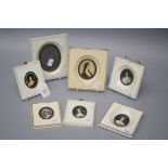Six early 20th century Italian portrait miniatures, each of a beauty, oval in ivory frames, together