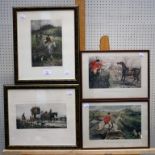 After John Leech a set of fourteen coloured hunting prints 24.5 x 35cm together with a pair of