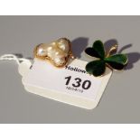 A guilloché enamel shamrock brooch, signed to reverse Johnson Ltd Dublin, together with a baroque