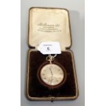 A circa 1920s 9ct gold cased open face crown wind dress pocket watch, with champagne dial and Arabic