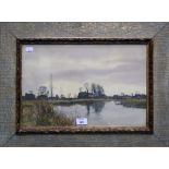 After R W Fraser A Fenland landscape lithograph 30 x 44cm