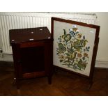 An Edwardian mahogany pot cupboard with panel door on square supports, together with an early 20th