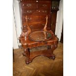 A Victorian mahogany cartouche topped Duchess dressing table, 121cm