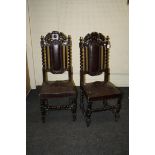 A pair of Victorian carved oak 'Jacobethan' side chairs
