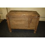 A chip carved Indian hinged lid chest with shaped feet, 119cm