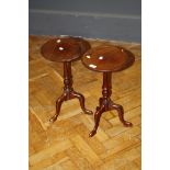 Two vintage dish top mahogany tripod tables