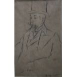 Sir William Rothenstein (1872-1945) Au Cafe Coquot pencil study on buff card 36 x 23cm
