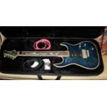 A 2006 Saein music to ''shine'' superstrat electric guitar in case, 98cm long