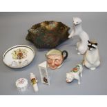 A small collection of crested china wares, to include Zeplin, Cenotaph, cannon models and other