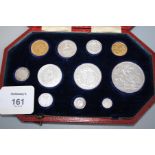 A 1902 Edward VII Coronation specimen eleven coin set, including a sovereign, half sovereign, crown,