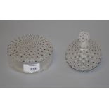 A Lalique frosted glass Cactus pattern circular powder jar and cover, engraved marks to base, 11cm