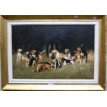 Hazel Morgan 'Hounds in the Sunshine' oil on board 38 x 58cm