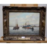 J Martens. A Dutch shipping scene Oil on canvas, signed 30 x 39cm