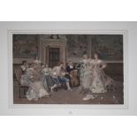 A 19th century over painted lithograph of female sopranos and a string ensemble, together with a